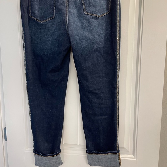 Chico’s So Slimming Sparkle diamond Stripe crop Jeans Chicos size 2 or size 12 - Picture 2 of 7
